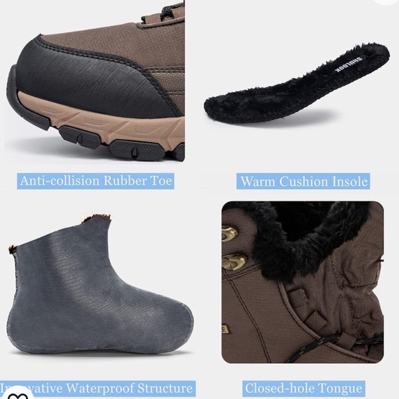 SHULOOK Men's Snow Boots Waterproof Boot Non-slip Outdoor Ankle High-top… - Picture 5 of 7